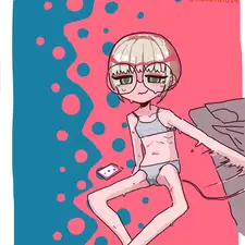 水色背景のキャラクター